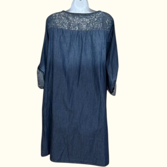 Carina Ricci Italy Womens Dress Size S Lightweight Denim Cotton Sequin Shopping - Picture 5 of 11